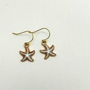 White Starfish Enamel Earrings